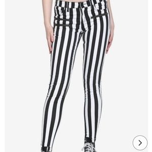 Blackheart Black & White Stripe Zippered Stingerette Jeans